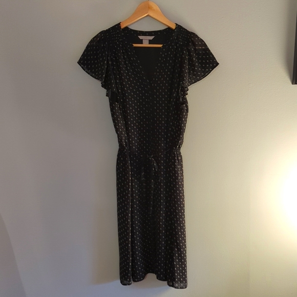 H&M Black Flutter Sleeve Button Down Dress - Picture 1 of 7